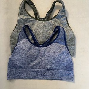 Pair of Sports Bra VS PINK Size Large Green Blue Victoria Secret